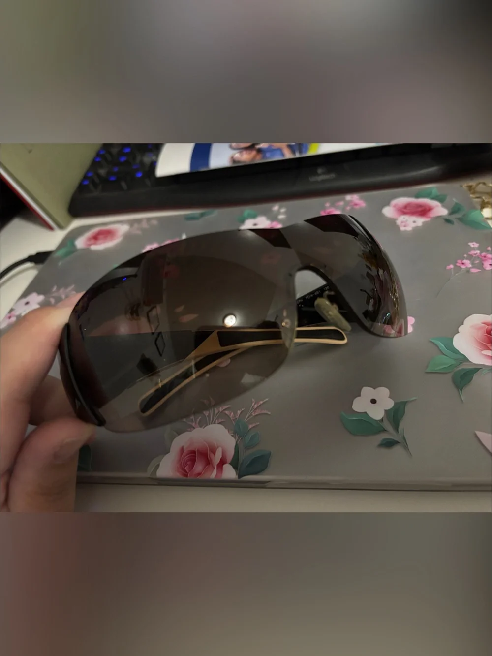 Authentic vintage Prada Brown Shield Sunglasses - Women's Designer Visor Style